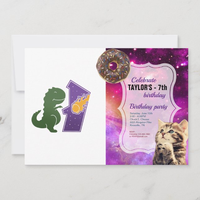 T rex playing - Choose background color Invitation (Front)