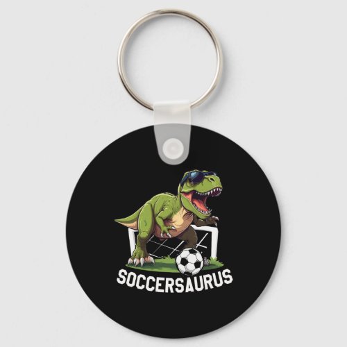 T-rex Playing Soccer Footll Dinosaur Soccer Player Keychain