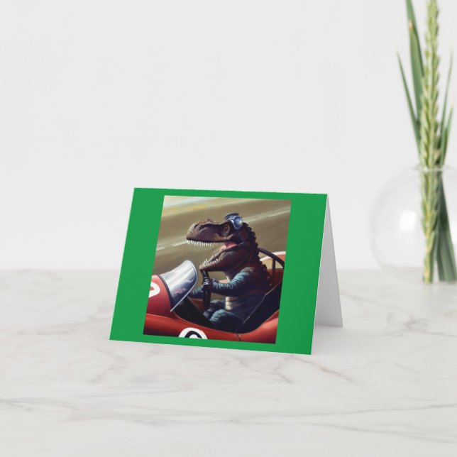 T Rex Racecar Card (Front)
