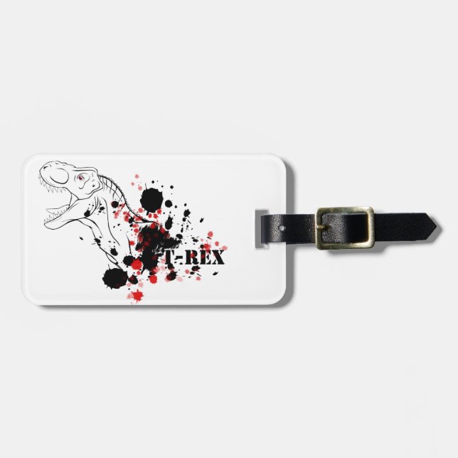 T-Rex (Red and Black) Luggage Tag (Front Horizontal)