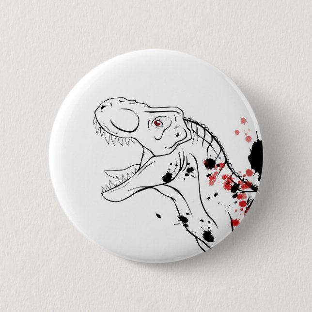 T-Rex (Red and Black) Pinback Button (Front)