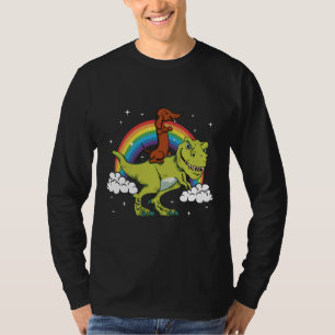 T Rex Riding Dachshund Dog Amp Present T-Shirt