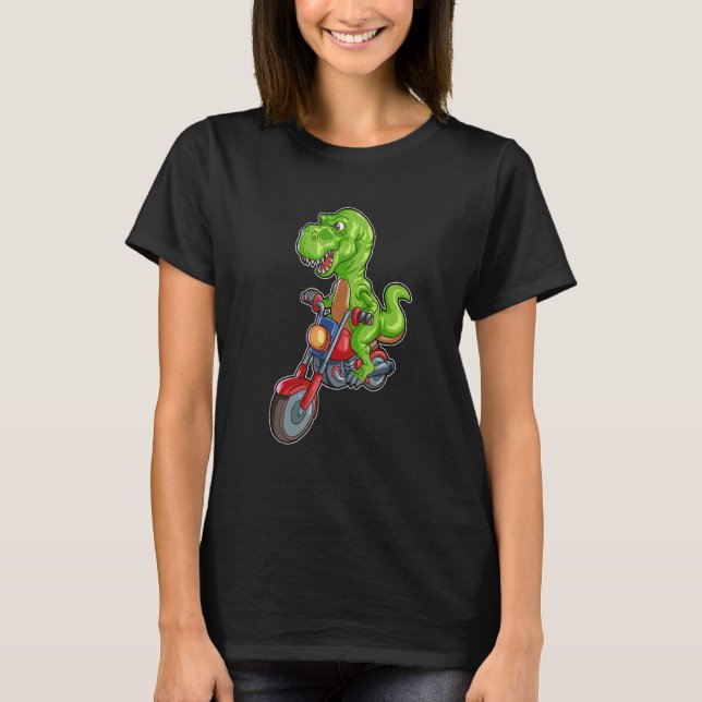 T Rex Riding Motorcycle   Dinosaur Trex Biker 1 T-Shirt (Front)