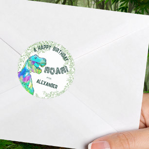 T-Rex Roar Dinosaur Birthday Party Classic Round Sticker