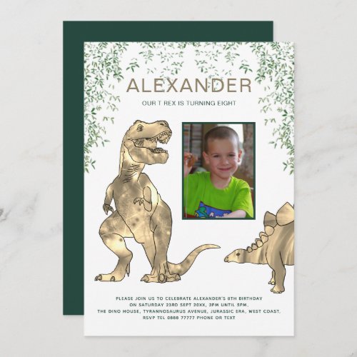 T Rex Roar Dinosaur Birthday Party Photo Invitation