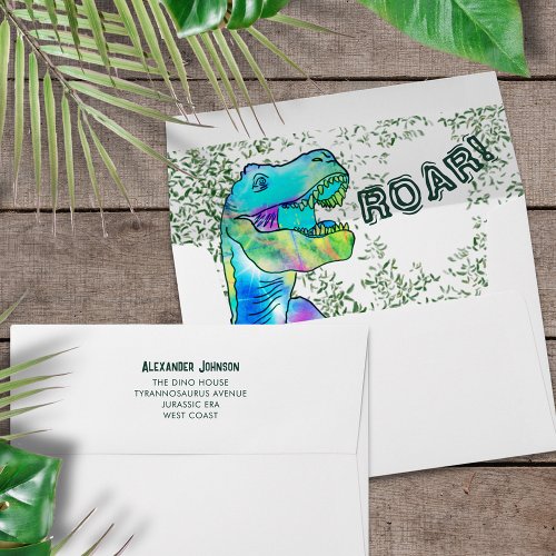 T_Rex Roar Dinosaur Jungle Birthday Party  Envelope