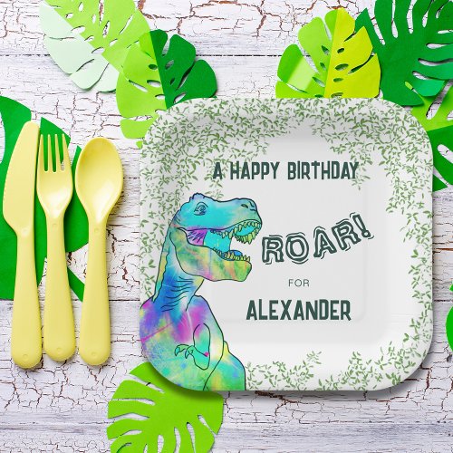 T_Rex Roar Dinosaur Jungle Birthday Party Paper Plates
