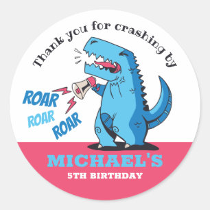 T-Rex Roar Dinosaur Kids Birthday Party Classic Round Sticker