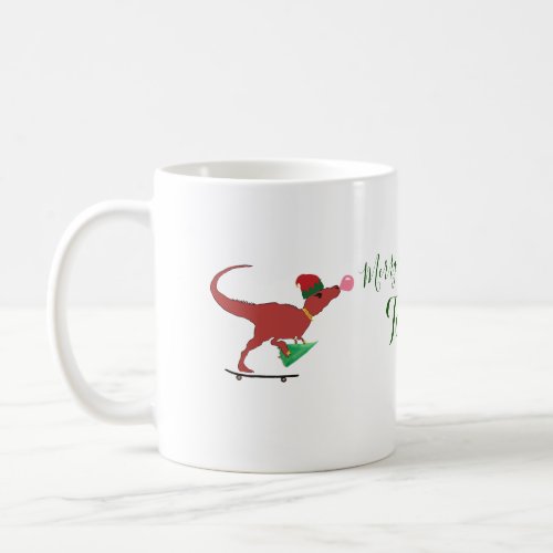 T_rex Santa Skater Coffee Mug