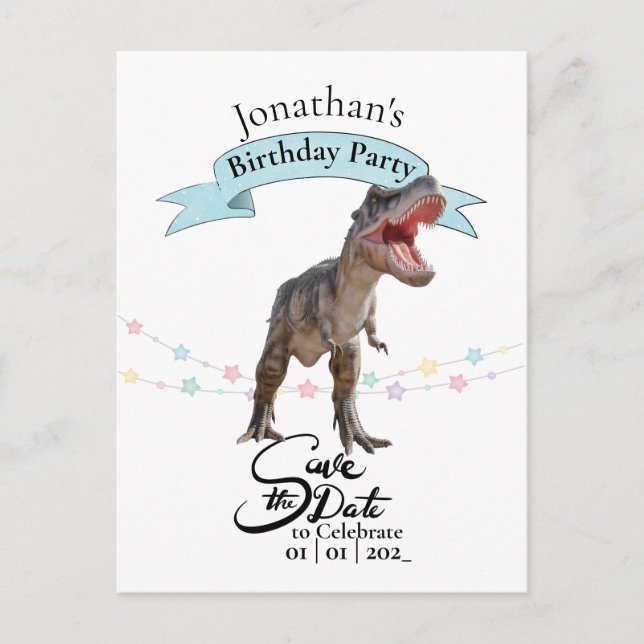 T Rex, save the date  Boy Postcard (Front)