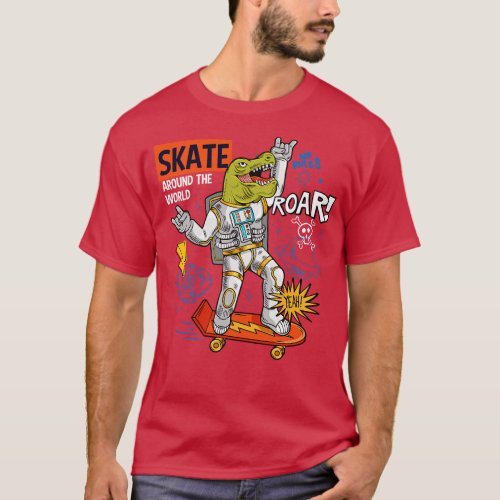 T Rex Skate Roar T_Shirt