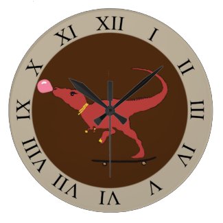 T-rex skater large clock