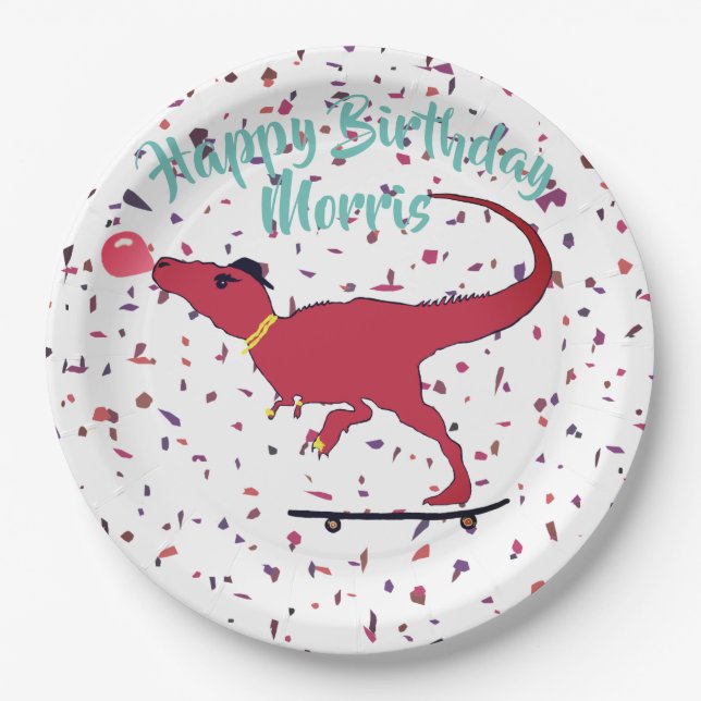 T-rex skater paper plates (Front)