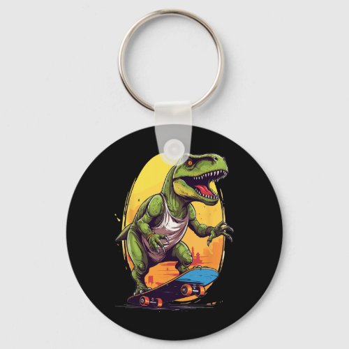 T-rex Skater - Skateboard Skateboarder Skateboardi Keychain