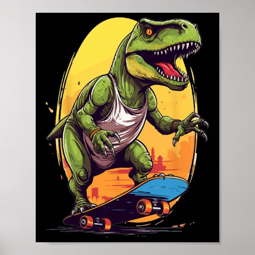 T-rex Skater - Skateboard Skateboarder Skateboardi Poster