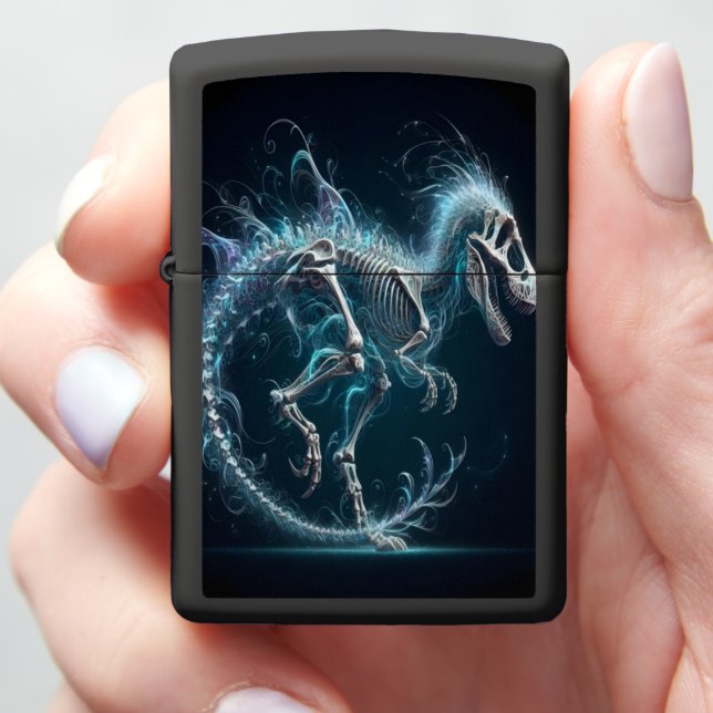 T-Rex Skeleton in Ethereal Light Zippo Lighter (In Hand)