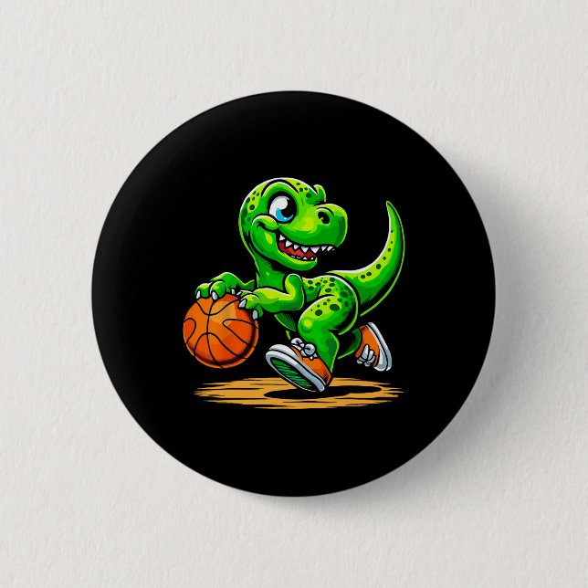 T-rex Sketll Player Dinosaur  Button (Front)