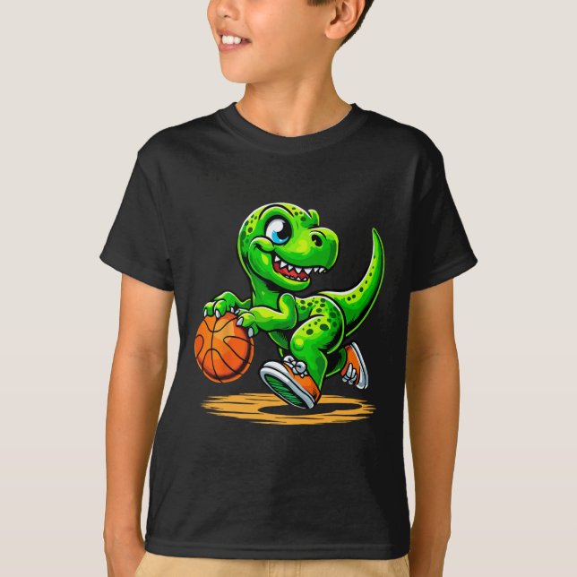 T-rex Sketll Player Dinosaur  T-Shirt (Front)