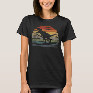T rex ski character Dinosaur in Scarf Skiing Retro T-Shirt