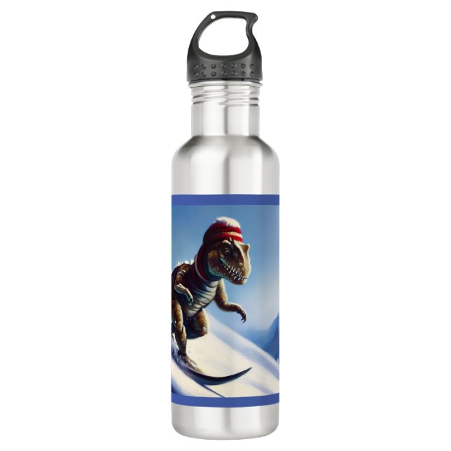 T Rex Snowboarding Stainless Steel Water Bottle (Front)