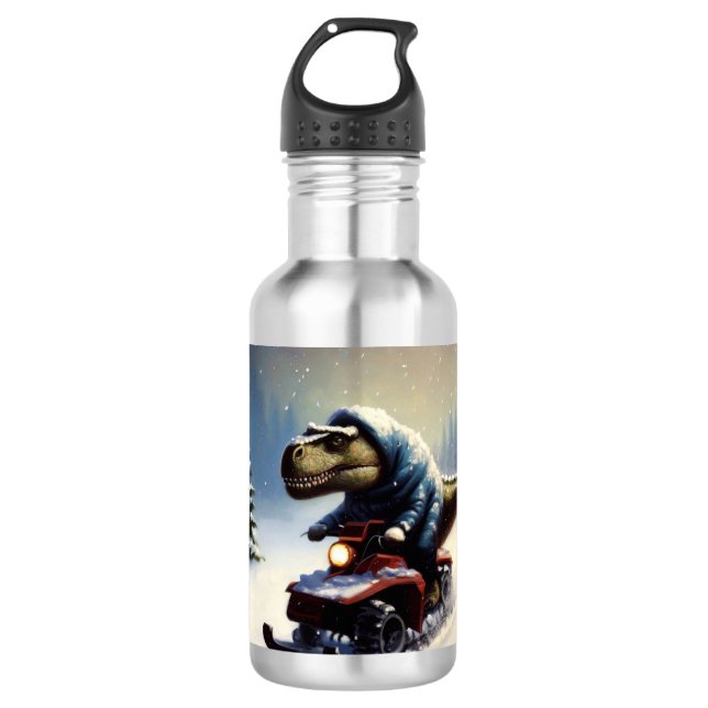 T Rex Snowmobile Stainless Steel Water Bottle (Front)