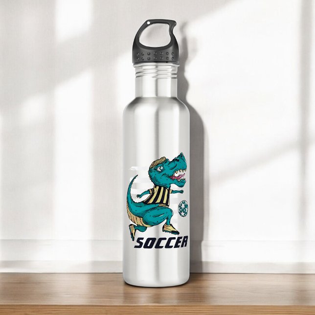 T-Rex Soccer Player Sports Stainless Steel Water Bottle (Creator Uploaded)