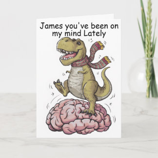 T-Rex standing on brain Card