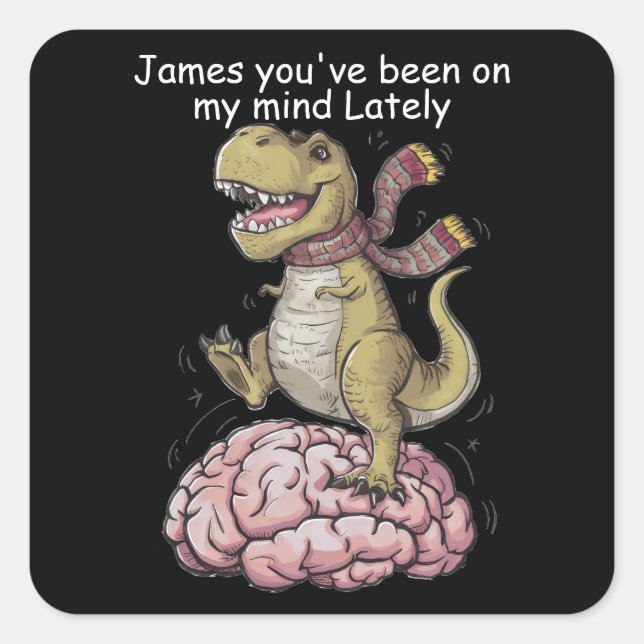 T-Rex standing on brain Square Sticker (Front)