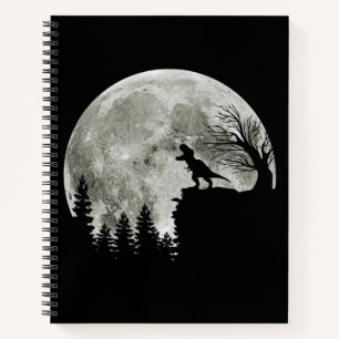  T Rex Standing On Mountain Moonlight Halloween Notebook