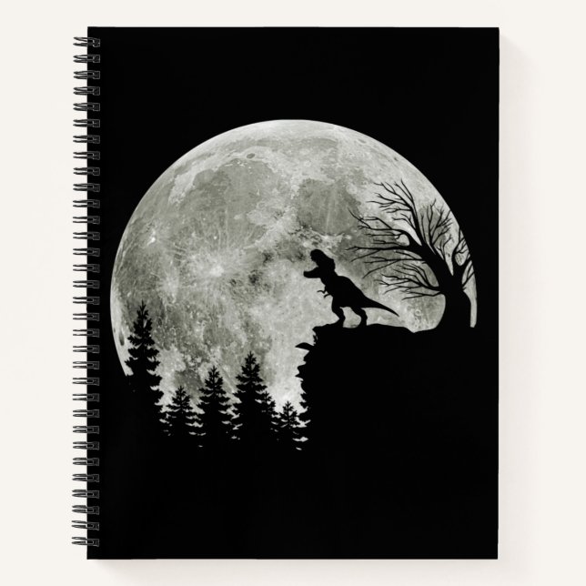  T Rex Standing On Mountain Moonlight Halloween Notebook (Front)