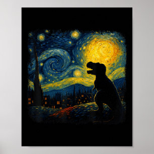T Rex Starry Night Van Gogh Dinosaus Gifts Men Wom Poster