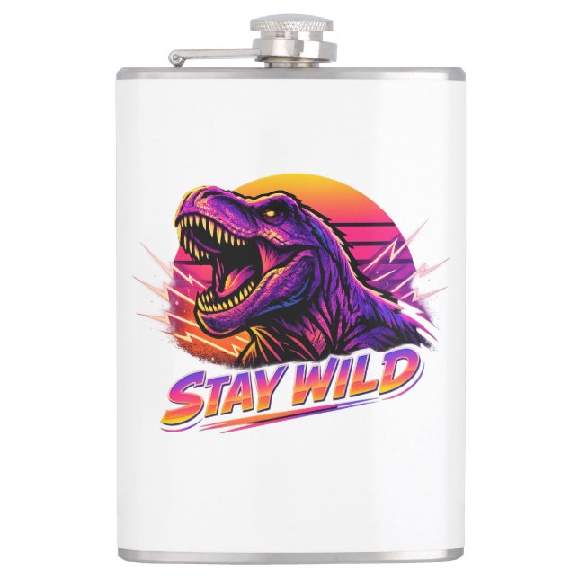 T-Rex Stay Wild Flask (Front)