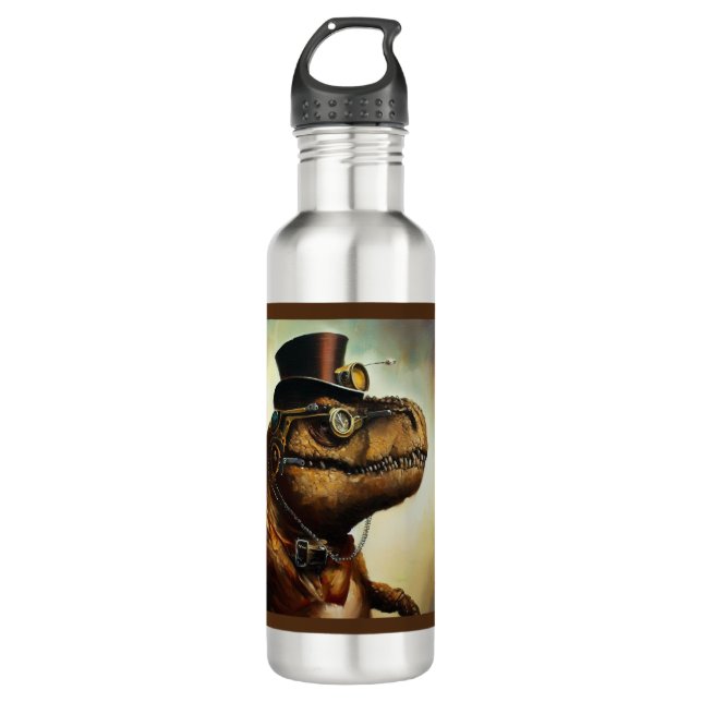 T Rex Steampunk Stainless Steel Water Bottle (Front)