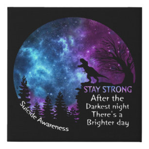 T-Rex Suicide Awareness Stay Strong T Rex Lovers T Faux Canvas Print