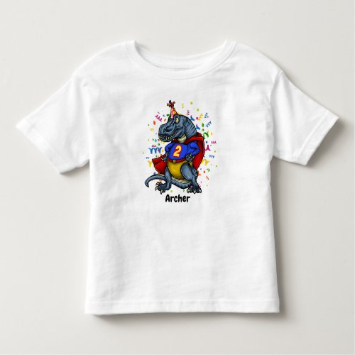 T_Rex Superhero 2nd Birthday Toddler T_shirt