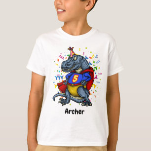 T-Rex Superhero 5th Birthday T-Shirt