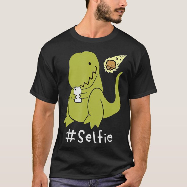 T-Rex Taking Selfie Dinosaur Dino Cool Cute T-Shirt (Front)