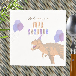 T-Rex Tan Cute Any Age Dinosaur Birthday Party Napkins