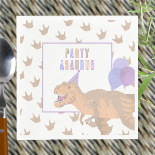 T-Rex Tan Dinomite Cute Dinosaur Birthday Party Napkins