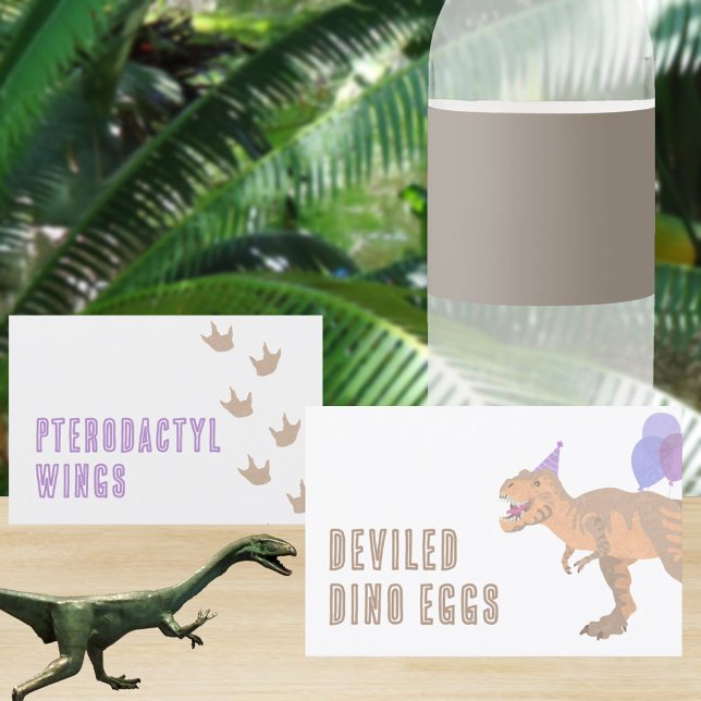 T-Rex Tan DIY Folded Dinosaur Food Tent Cards (Create your own fun food cards for a cute dinosaur birthday party food table)