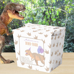 T-Rex Tan Thank You Birthday Dino Party Favor Boxes