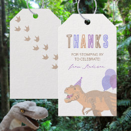 T-Rex Tan Thanks Dinosaur Birthday Favor Tag