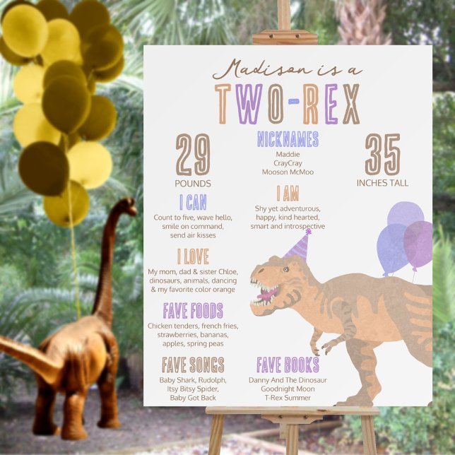 T-Rex Tan Two-Rex Milestone Year Board (This cute dinosaur milestone year board for the 2nd birthday will create an instant keepsake)
