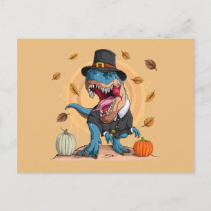 T-Rex Thanksgiving Pilgrim Postcard