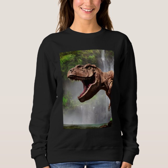 T-Rex The Dinosaur of the Jungle Waterfall Sweatshirt (Front)
