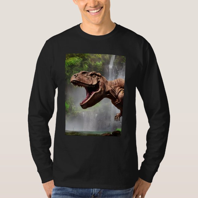 T-Rex The Dinosaur of the Jungle Waterfall T-Shirt (Front)