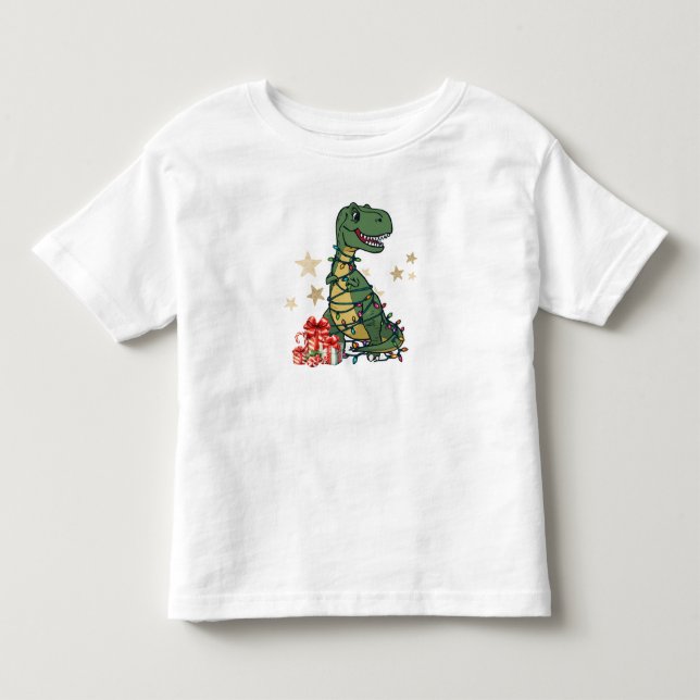 T-Rex The Halls - Funny Dinosaur Christmas Lights Toddler T-shirt (Front)