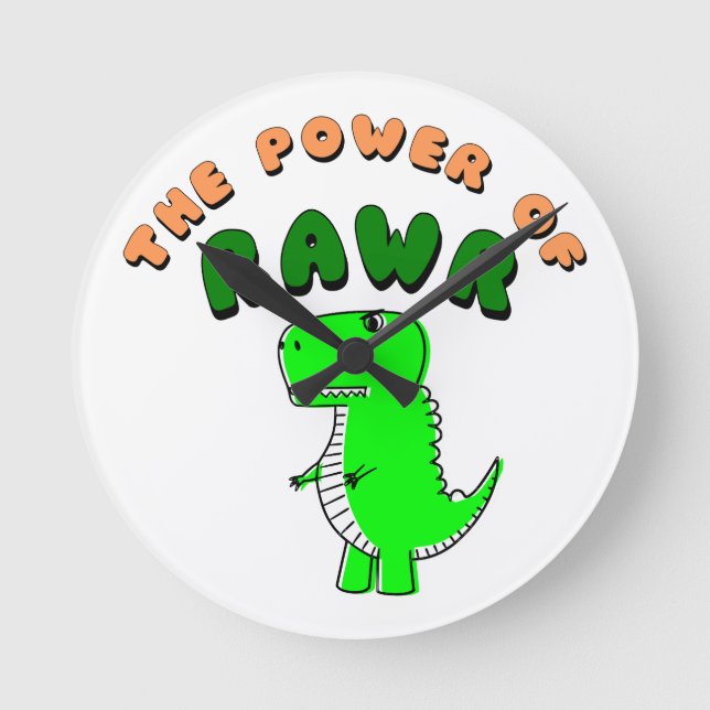 T-Rex The Power Of RAWR Round Clock (Front)