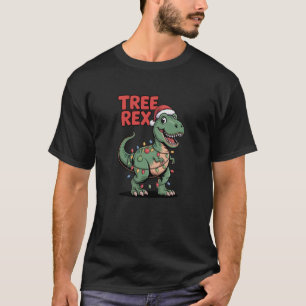 T Rex Tree Rex Dinosaur Christmas Lights Paleontol T-Shirt