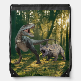 T.Rex-Triceratops Drawstring Bag